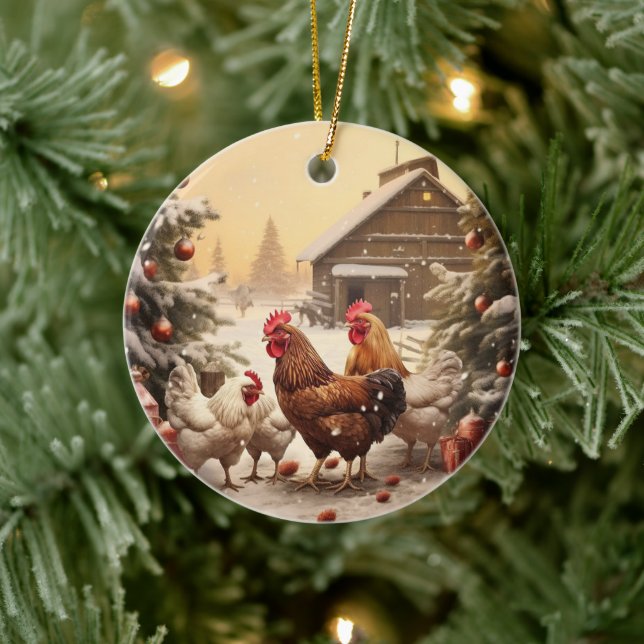 Hähnchentier, Kawaii, Niedliches Haustier-Lover-Ge Keramik Ornament (Baum)