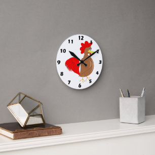 Hahnen-Design Runde Wanduhr