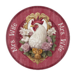 Hahnen-Wappenschild, bordeauxrot, Schneidebrett