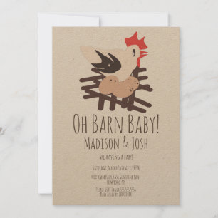 Hahnenstall-Tiere Bauernhof Baby Shower Kunst Einl Einladung