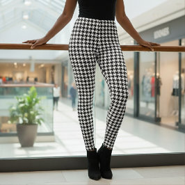 Hahnentritt-Muster Schwarz & Weiß Leggings