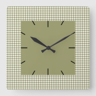 Hahnentrittmuster Avocado und White Quadratische Wanduhr