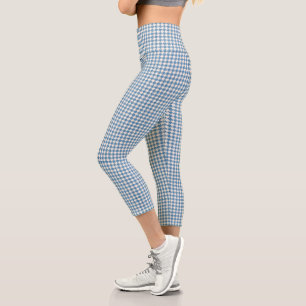 Hahnentrittmuster Blue+Cream Sml-Muster Capri Leggings