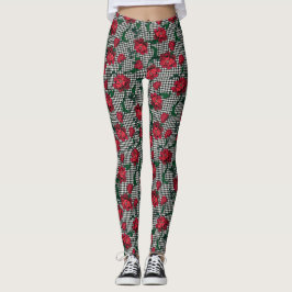 Hahnentrittmuster-Blume Leggings