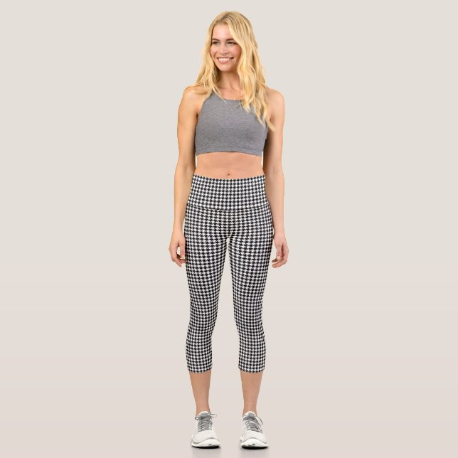 Hahnentrittmuster BW Sml Muster Capri Leggings (Vorderseite)