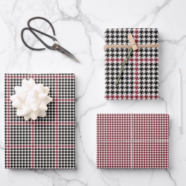 Hahnentrittmuster Classic Geschenkpapier Set (Vorderseite)