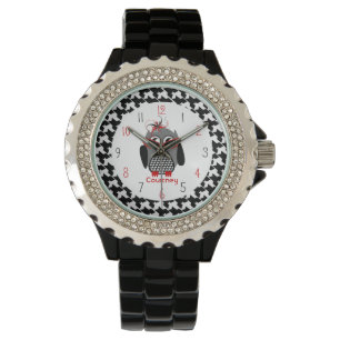 Hahnentrittmuster-Eulen-Uhr Armbanduhr