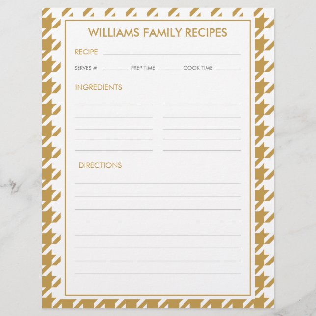 Hahnentrittmuster Familienname Beilage (Vorderseite)