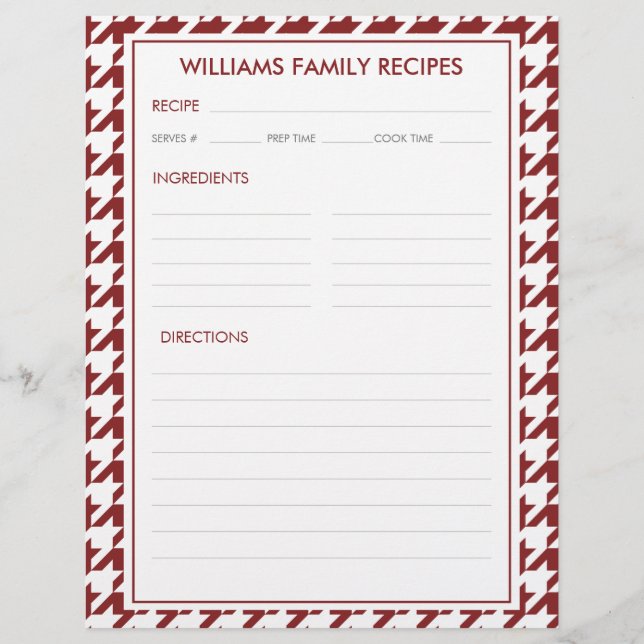 Hahnentrittmuster Familienname Beilage (Vorderseite)