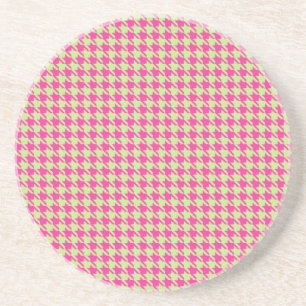 Hahnentrittmuster Hot Pink und Lemon Limon Sandstein Untersetzer