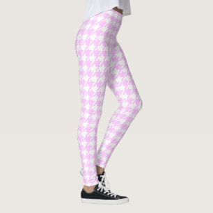 Hahnentrittmuster in Rosa und Weiß Leggings