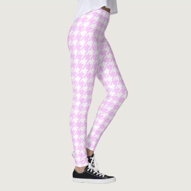 Hahnentrittmuster in Rosa und Weiß Leggings (Rechts)