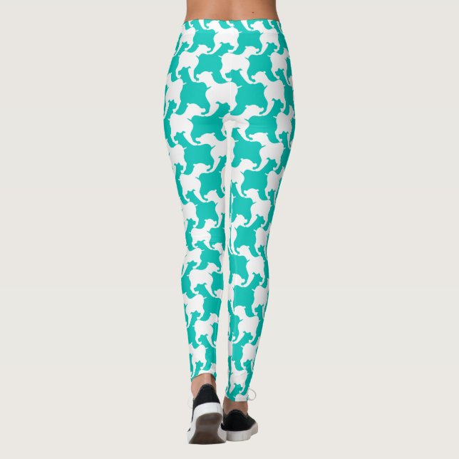 Hahnentrittmuster in Weiß und Aquarell Leggings (Rückseite)