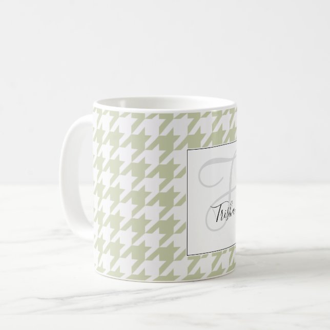 Hahnentrittmuster Kaffee Tasse mit Ihrem Namen - H (Vorderseite Links)