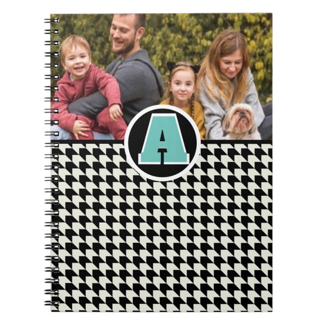 Hahnentrittmuster Monogramm Foto Notebook Notizblock (Vorderseite)