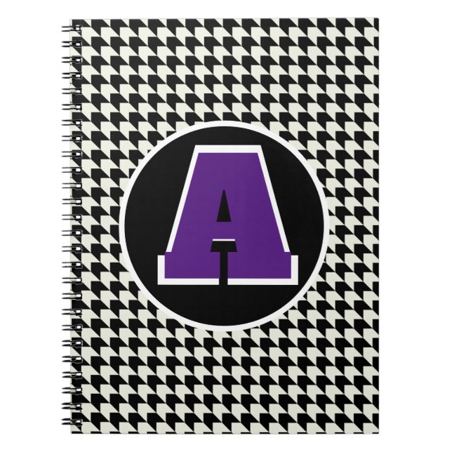 Hahnentrittmuster-Monogramm-Notebook Notizblock (Vorderseite)