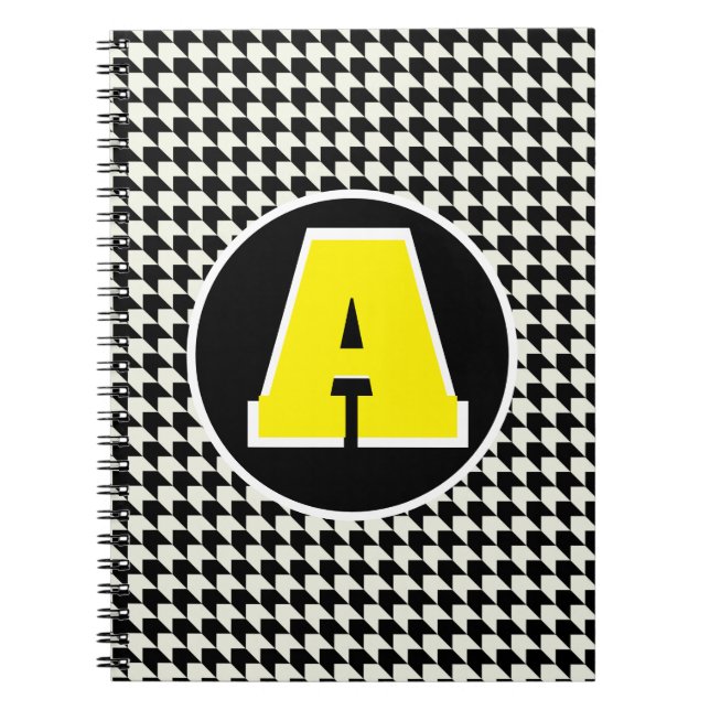 Hahnentrittmuster-Monogramm-Notebook Notizblock (Vorderseite)