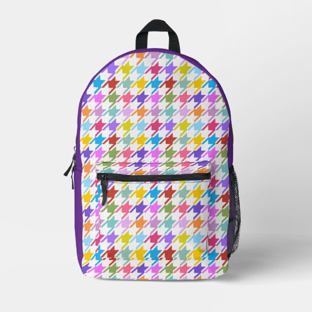 Hahnentrittmuster Multicolor+Weißmuster Bedruckter Rucksack (Vorderseite)