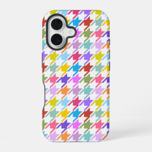 Hahnentrittmuster Multicolor+Weißmuster iPhone 16 Hülle
