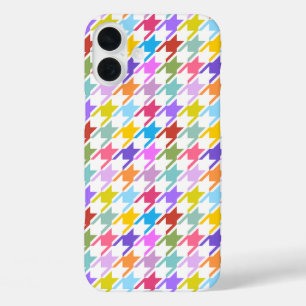 Hahnentrittmuster Multicolor+Weißmuster iPhone 16 Plus Hülle