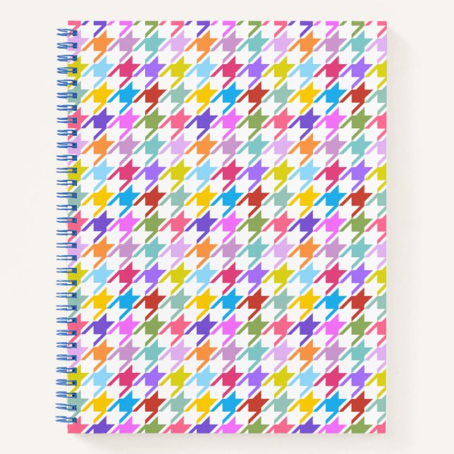 Hahnentrittmuster Multicolor+Weißmuster Notizbuch (Vorderseite)