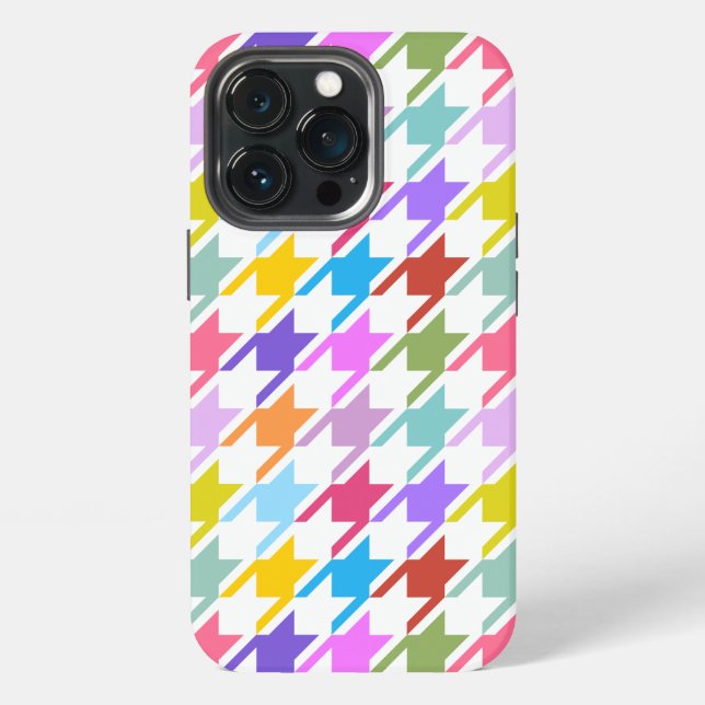 Hahnentrittmuster Multicolor+White Big Pattern iPhone 13 Pro Hülle (Hinten)