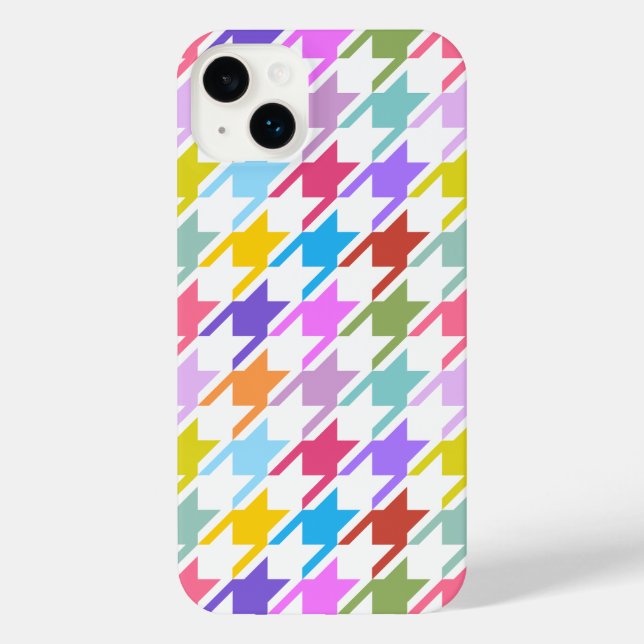 Hahnentrittmuster Multicolor+White Big Pattern iPhone 14 Plus Hülle (Rückseite)