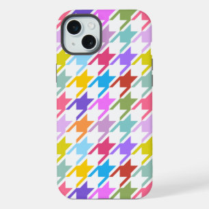 Hahnentrittmuster Multicolor+White Big Pattern iPhone 15 Plus Hülle
