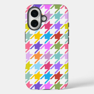 Hahnentrittmuster Multicolor+White Big Pattern iPhone 16 Hülle