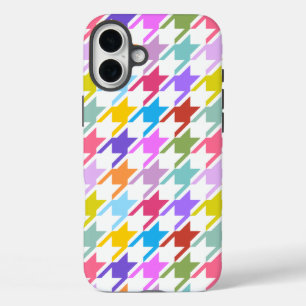 Hahnentrittmuster Multicolor+White Big Pattern iPhone 16 Plus Hülle
