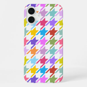 Hahnentrittmuster Multicolor+White Big Pattern iPhone 16 Plus Hülle