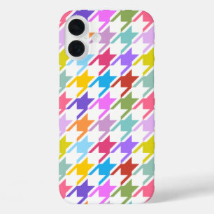 Hahnentrittmuster Multicolor+White Big Pattern iPhone 16 Plus Hülle