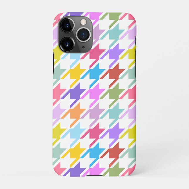 Hahnentrittmuster Multicolor+White Big Pattern iPhone Hülle (Rückseite)