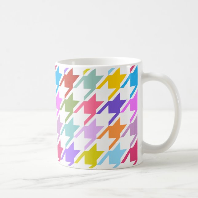 Hahnentrittmuster Multicolor+White Big Pattern Kaffeetasse (Rechts)