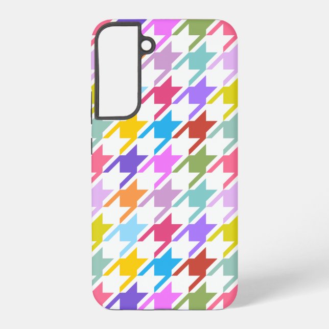 Hahnentrittmuster Multicolor+White Big Pattern Samsung Galaxy Hülle (Rückseite)