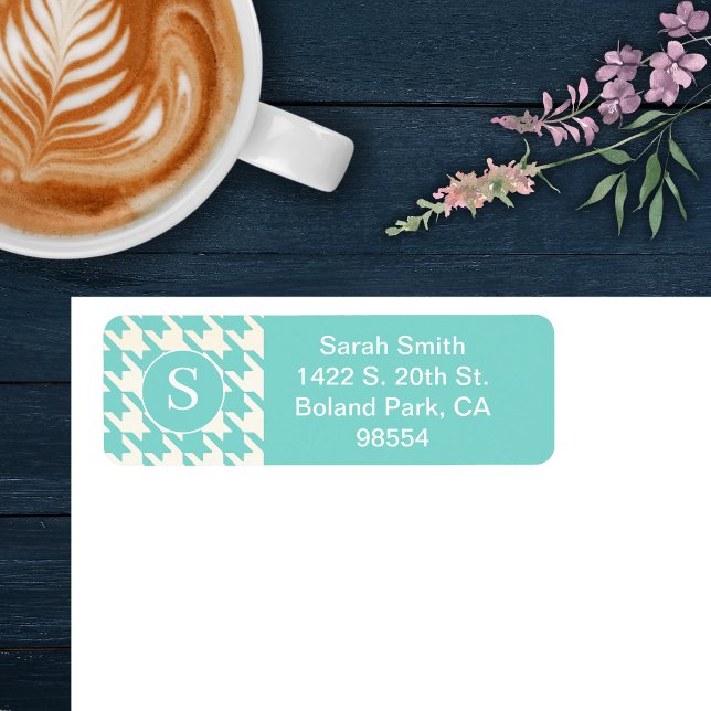 Hahnentrittmuster-Muster Aqua Blau und Weiß (Von Creator hochgeladen)