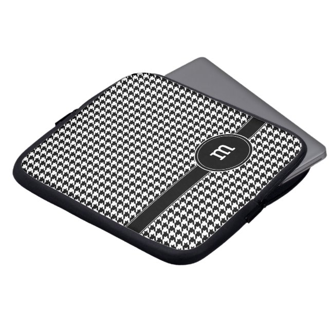 Hahnentrittmuster Muster mit Monogramm Laptopschutzhülle (Vorne Oben)