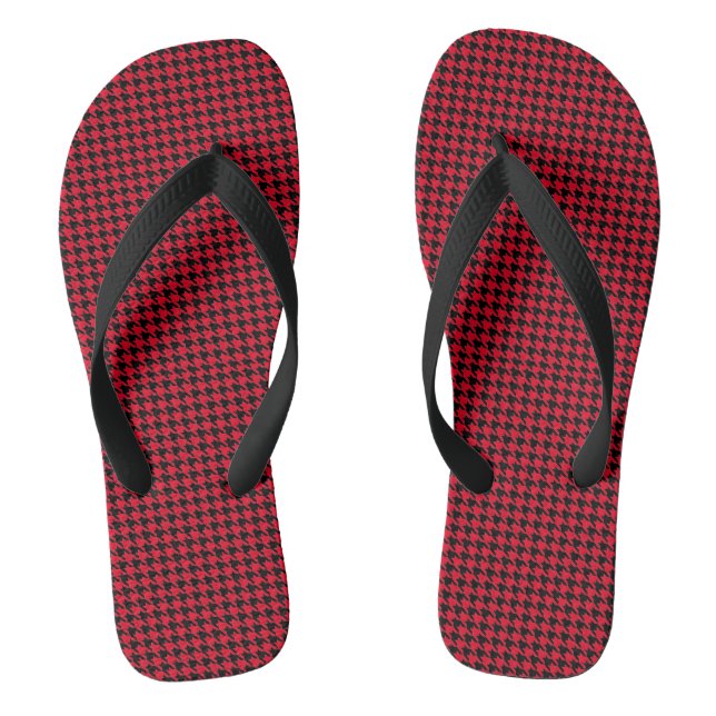 Hahnentrittmuster Muster Schwarz und Rot Flip Flop (Fußbett)