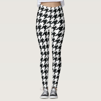 Hahnentrittmuster Muster Schwarz-weiß Leggings