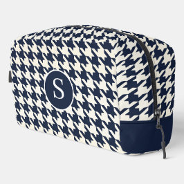 Hahnentrittmuster Navy Blue & White Toilettenbeute Waschbeutel