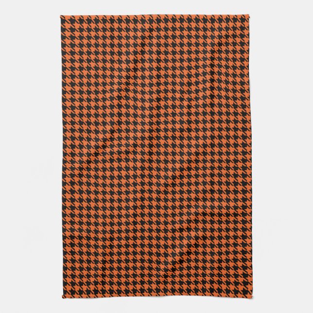 Hahnentrittmuster Orange und Schwarz Handtuch (Vertikal)