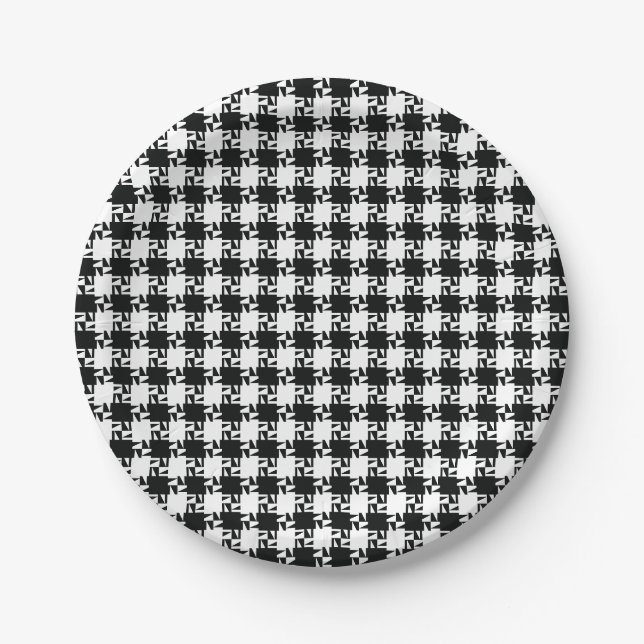 Hahnentrittmuster-Papierplatte Pappteller (Vorderseite)