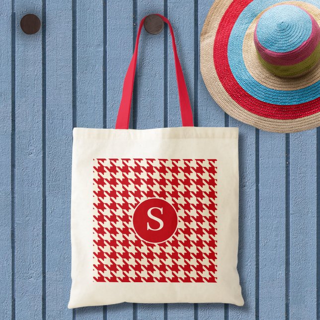 Hahnentrittmuster Pattern Cherry Red Tragetasche (Von Creator hochgeladen)