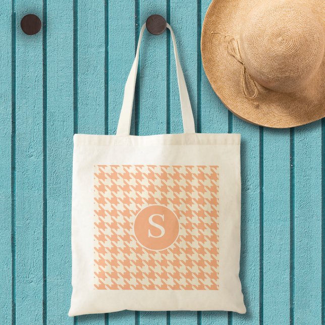 Hahnentrittmuster Pattern Peachy Coral Tragetasche (Von Creator hochgeladen)