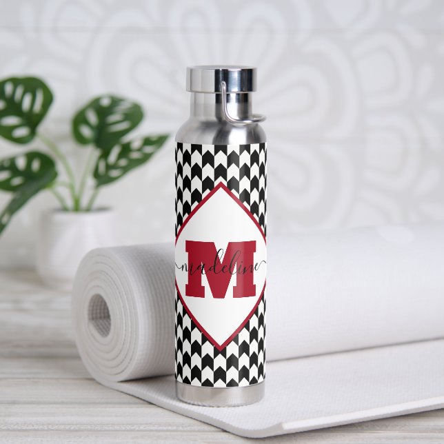 Hahnentrittmuster personalisiert trinkflasche (Yoga)