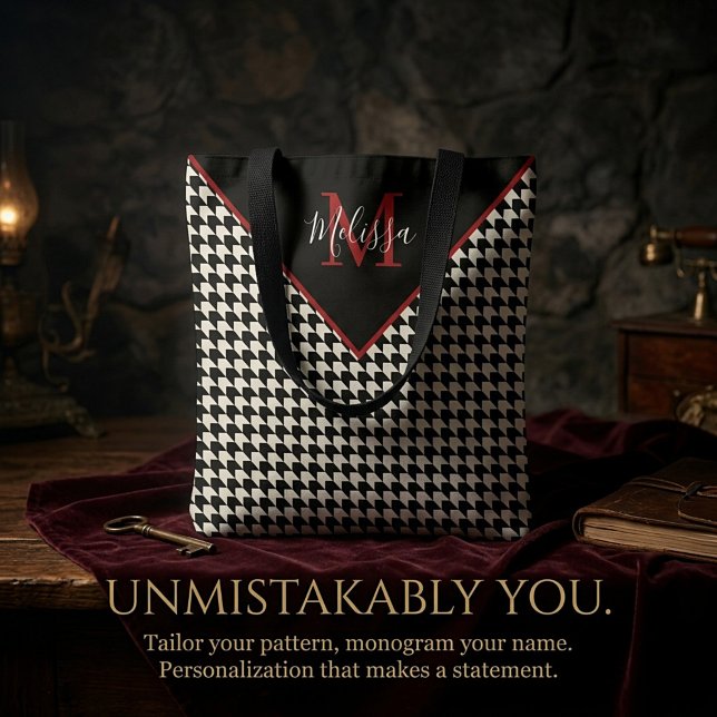 Hahnentrittmuster personalisierter Totbeutel Tasche (Von Creator hochgeladen)