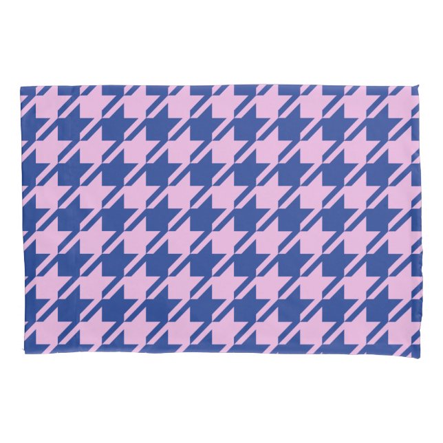 Hahnentrittmuster Pink+Blue Große Schrift Kissenbezug (Vorderseite)