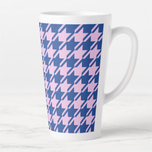 Hahnentrittmuster Pink+Blue Große Schrift Milchtasse