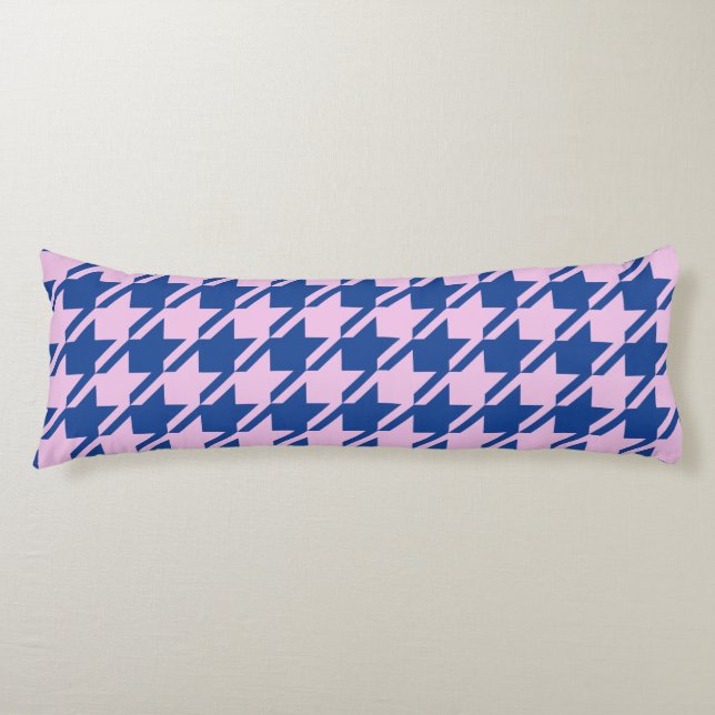Hahnentrittmuster Pink+Blue Große Schrift Seitenschläferkissen (Vorderseite)