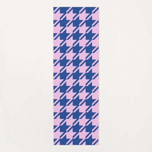 Hahnentrittmuster Pink+Blue Große Schrift Yogamatte (Vorderseite)